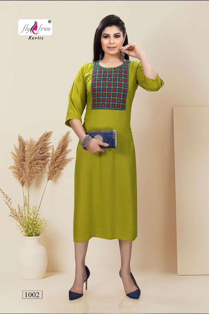 Fly Free Ignite New Fancy Wear Rayon Designer Kurti Collection